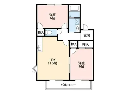 エクセルハイム(2LDK/2階)の間取り写真