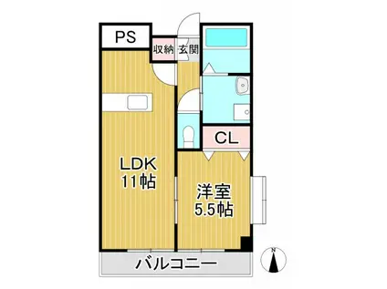 ブランドルフ(1LDK/4階)の間取り写真