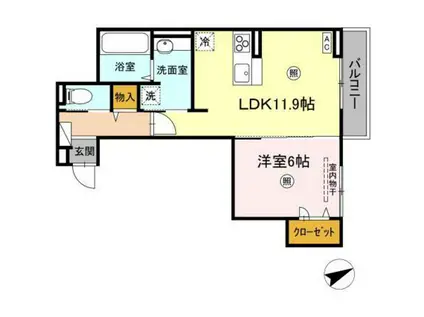 PREMIER矢賀(1LDK/3階)の間取り写真