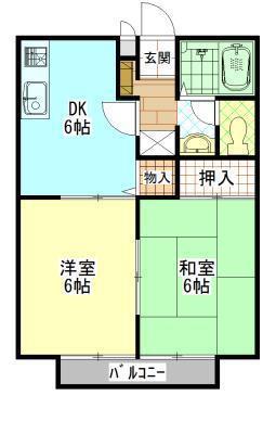 ビーライン泉 A(2DK/2階)の間取り写真