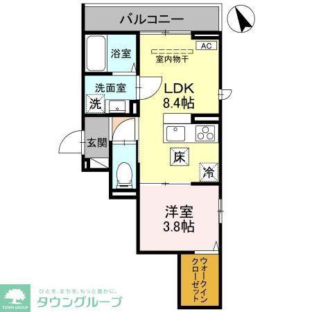 D-EST(1LDK/2階)の間取り写真