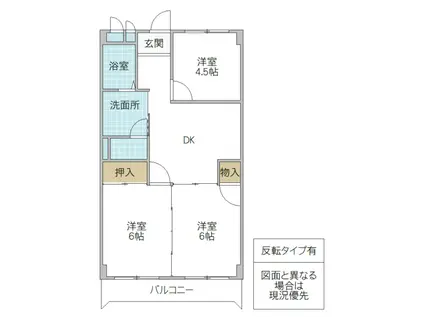 ハイツSTI C棟(3DK/1階)の間取り写真