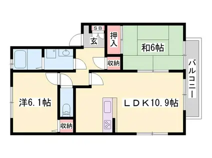 ハイムエルピスI(2LDK/2階)の間取り写真