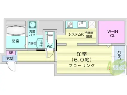 SKYE S1(1K/4階)の間取り写真