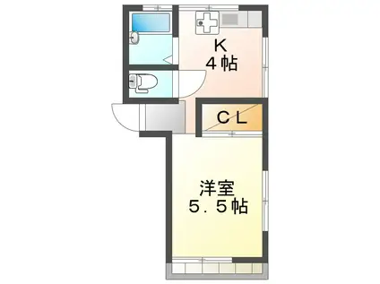 サンワード八王子(1DK/1階)の間取り写真