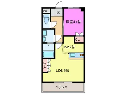 ヴァン パイン コートA棟(1LDK/2階)の間取り写真