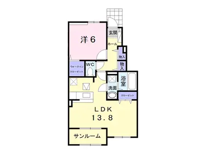 八街市榎戸 1LDK 2020年築(1LDK/1階)の間取り写真
