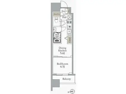 プライマル町屋(1DK/4階)の間取り写真