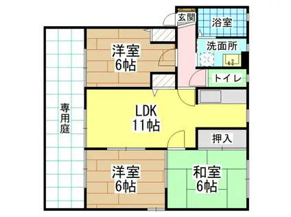 パラシオ赤坂C棟(3LDK/1階)の間取り写真