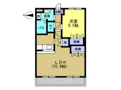 ハッピーガーデン(1LDK/3階)の間取り写真