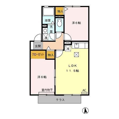ルポ・ロジェマンC(2LDK/1階)の間取り写真