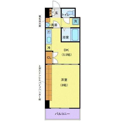 ベルシティ榴ヶ岡(1DK/11階)の間取り写真