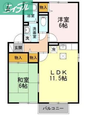 セジュール小泉A棟(2LDK/1階)の間取り写真