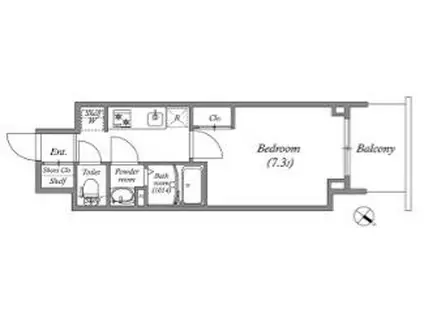 GENOVIA神戸湊川公園(1K/8階)の間取り写真
