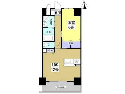 ホワイトアパートメント(1LDK/6階)の間取り写真