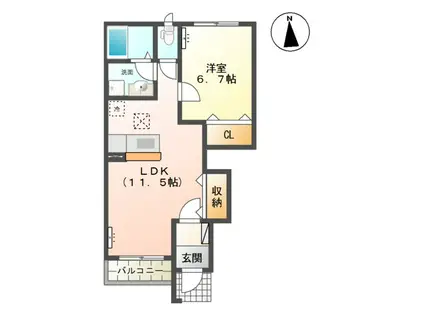 ルミナスコートA(1LDK/1階)の間取り写真