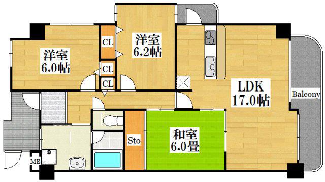 サングレールキャステージ(3LDK/3階)の間取り写真