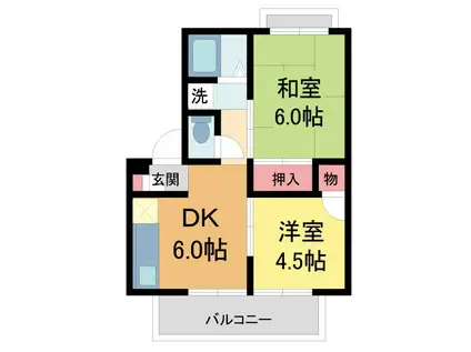 ハイツグリーンリッチ(2DK/2階)の間取り写真
