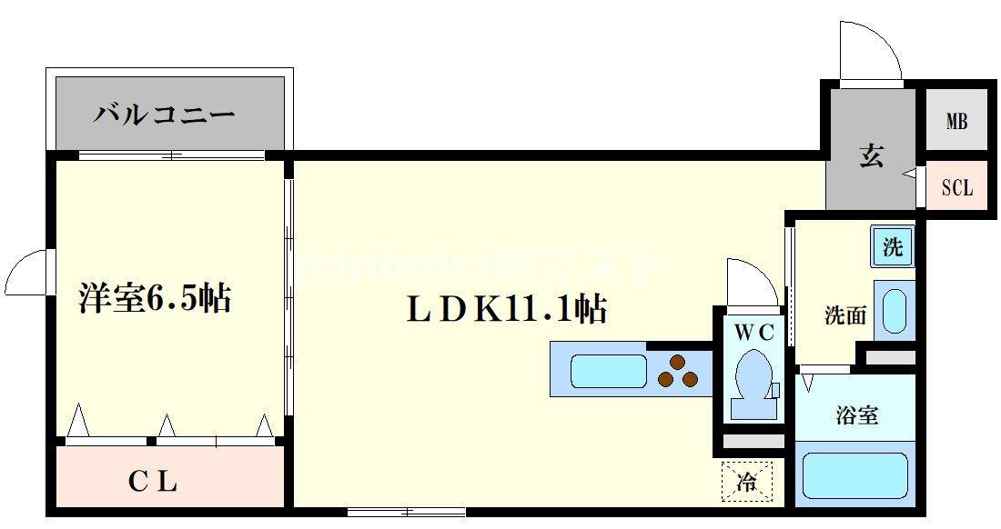 TRICERA COURT(1LDK/2階)の間取り写真