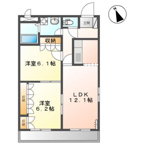 BIENVIVRE楡木(2LDK/1階)の間取り写真