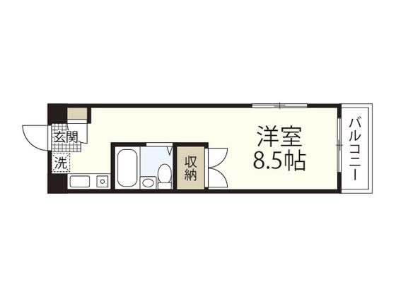 ハイツ庚午(ワンルーム/4階)の間取り写真