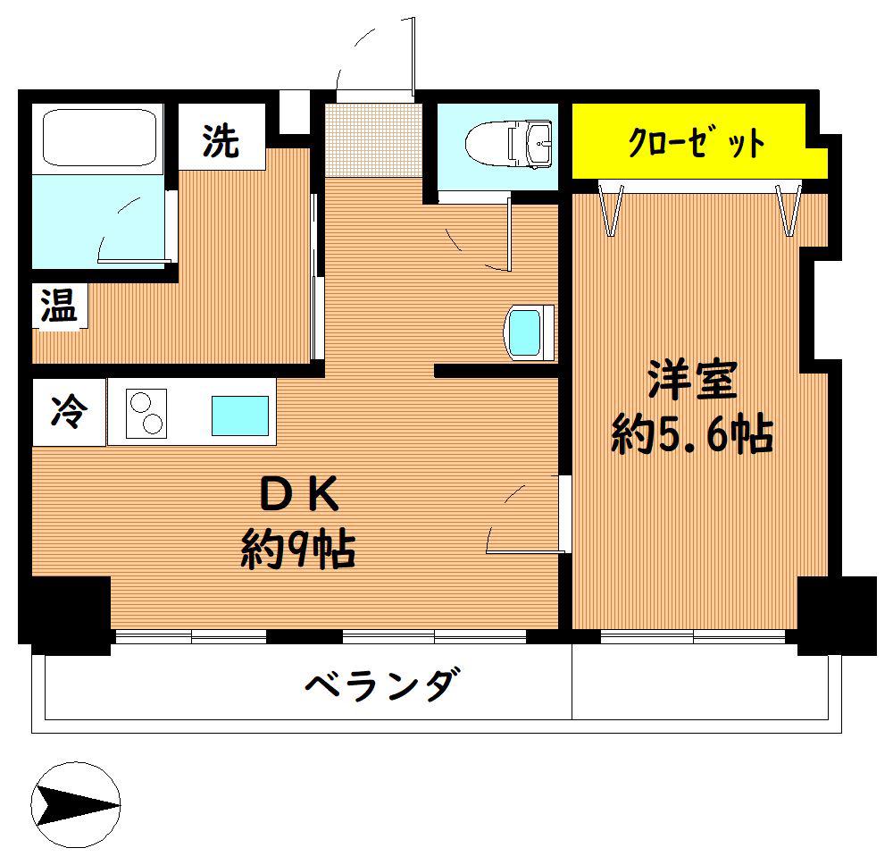 エスティ ビル旭町(1DK/4階)の間取り写真