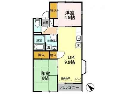 フォアシュピールハイムB(2LDK/1階)の間取り写真