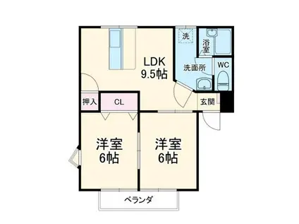 セラミックハウスBEE(2LDK/2階)の間取り写真
