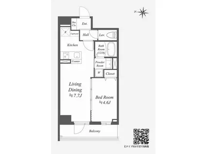 ALPHA PRIME東陽町(1LDK/9階)の間取り写真
