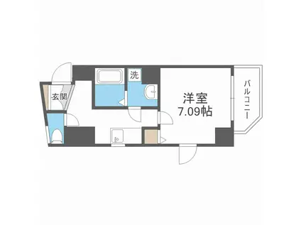 ALZA西本町(1K/4階)の間取り写真