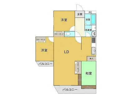 舞子芙蓉ハイツ(3LDK/7階)の間取り写真