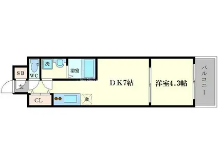 LC九条ガレリア(1DK/5階)の間取り写真