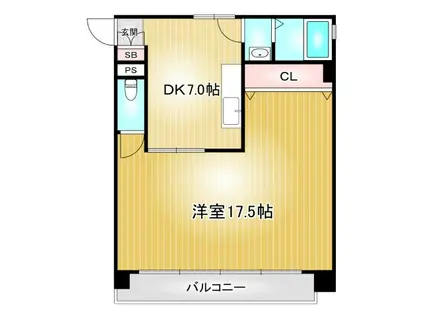 内山ビル(1DK/5階)の間取り写真