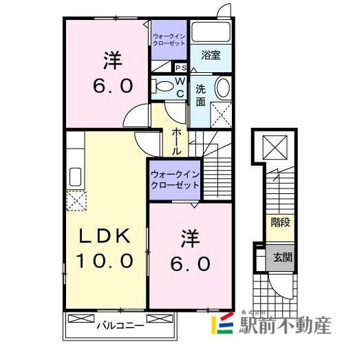 K・R・KPRESSOB(2LDK/2階)の間取り写真