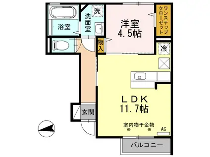 カーサ・フェリーチェ(1LDK/1階)の間取り写真
