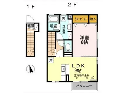 シャムロック V(1LDK/2階)の間取り写真