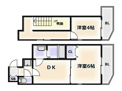 ZEUSFAIRYWING(2DK/6階)の間取り写真