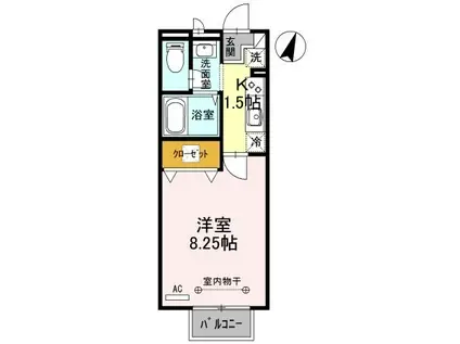 グランモアI(1K/2階)の間取り写真