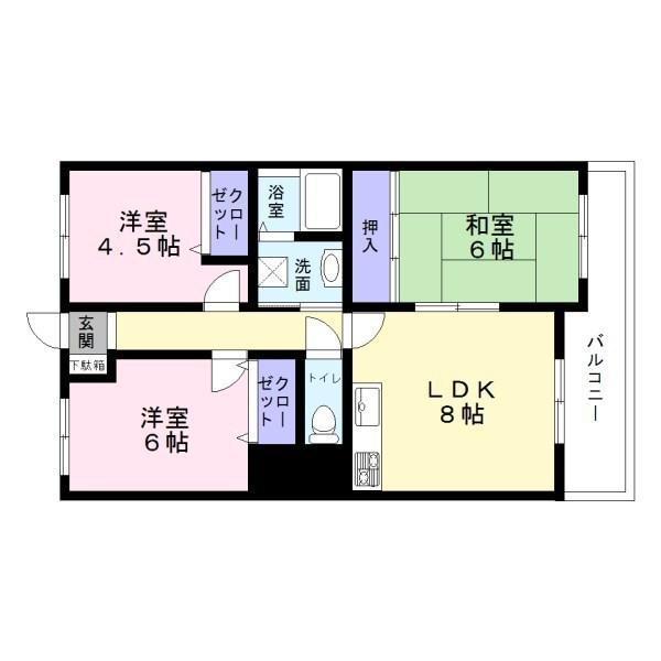 コーポレイトハウスダイリン(3LDK/5階)の間取り写真