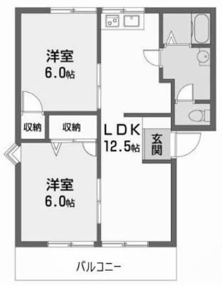 フレグランスピュアI(2LDK/1階)の間取り写真