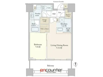 SHIROKANE THE SKY E棟(1LDK/19階)の間取り写真