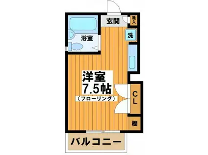 CHR90(ワンルーム/1階)の間取り写真