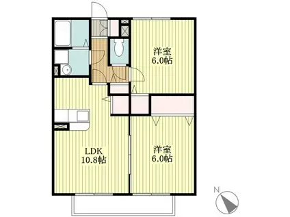 カサブランカ(2LDK/2階)の間取り写真