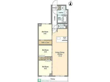 アジールコート練馬中村橋(3LDK/4階)の間取り写真