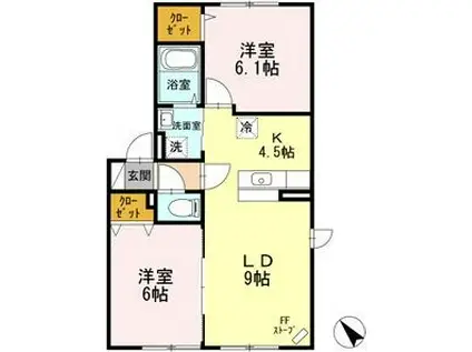 メゾンド ペール(2LDK/2階)の間取り写真