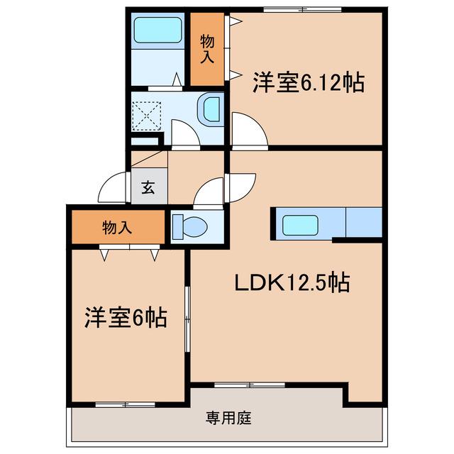 ルボア平喜(2LDK/1階)の間取り写真