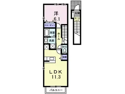 アルカンシェルII(1LDK/2階)の間取り写真