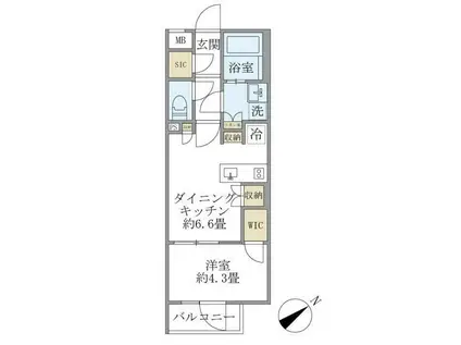 コンポジット早稲田鶴巻町(1DK/4階)の間取り写真