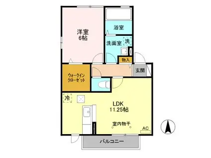 エスポワール ルナ B(1LDK/1階)の間取り写真