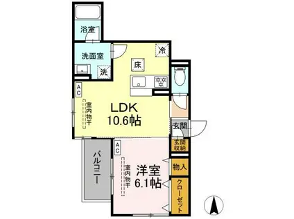 パラディーゾ湘南(1LDK/1階)の間取り写真